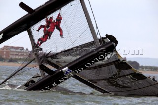 Volvo Extreme 40 multihull catamaran racing off Portsmouth harbour