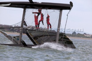 Volvo Extreme 40 multihull catamaran racing off Portsmouth harbour