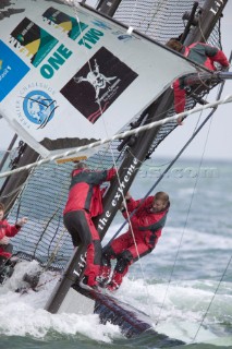 Volvo Extreme 40 multihull catamaran racing off Portsmouth harbour