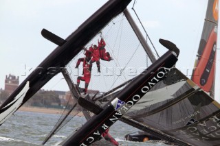 Volvo Extreme 40 multihull catamaran racing off Portsmouth harbour