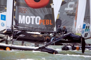 Volvo Extreme 40 multihull catamaran racing off Portsmouth harbour