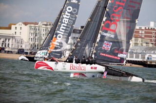 Volvo Extreme 40 multihull catamaran racing off Portsmouth harbour