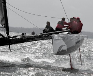 Volvo Extreme 40 multihull catamaran racing off Portsmouth harbour