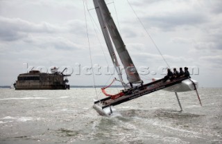 Volvo Extreme 40 multihull catamaran racing off Portsmouth harbour