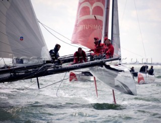 Volvo Extreme 40 multihull catamaran racing off Portsmouth harbour