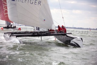 Volvo Extreme 40 multihull catamaran racing off Portsmouth harbour