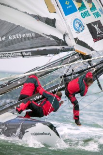 Volvo Extreme 40 multihull catamaran racing off Portsmouth harbour