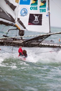 Volvo Extreme 40 multihull catamaran racing off Portsmouth harbour