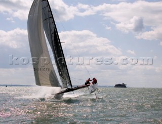 Volvo Extreme 40 multihull catamaran racing off Portsmouth harbour