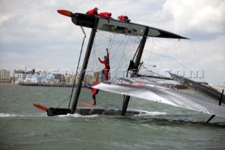 Volvo Extreme 40 multihull catamaran racing off Portsmouth harbour