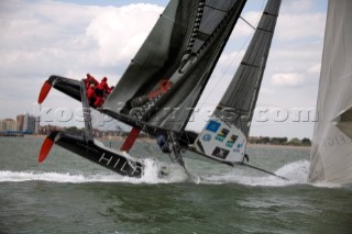 Volvo Extreme 40 multihull catamaran racing off Portsmouth harbour