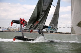 Volvo Extreme 40 multihull catamaran racing off Portsmouth harbour