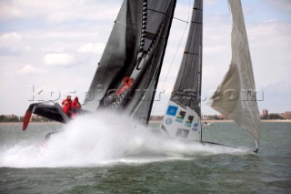 Volvo Extreme 40 multihull catamaran racing off Portsmouth harbour