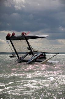 Volvo Extreme 40 multihull catamaran racing off Portsmouth harbour