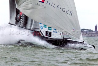 Volvo Extreme 40 multihull catamaran racing off Portsmouth harbour