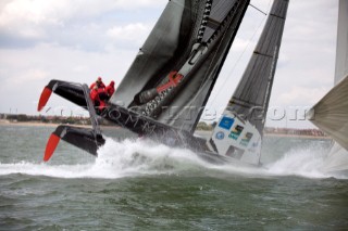 Volvo Extreme 40 multihull catamaran racing off Portsmouth harbour