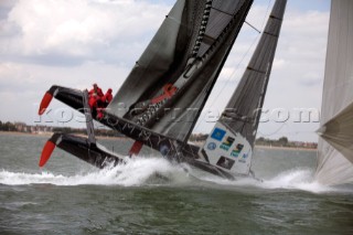 Volvo Extreme 40 multihull catamaran racing off Portsmouth harbour