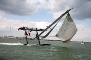 Volvo Extreme 40 multihull catamaran racing off Portsmouth harbour