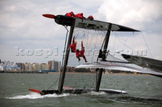 Volvo Extreme 40 multihull catamaran racing off Portsmouth harbour