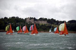 COWES, ENGLAND - AUGUST 1: The traditional brown sails of the Squib fleet during Day 4 of Skandia Life Cowes Week 2006. (Photo by Kos/Kos Picture Source via Getty Images)