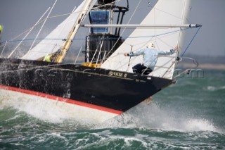 COWES, ENGLAND - JULY 31:  The bow girl prepares the spinnaker onboard the Contessa 32 Binkie II during a windy Day 3 of Skandia Life Cowes Week 2006. (Photo by Kos/Kos Picture Source via Getty Images)