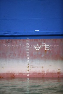 Side of the Channel Freight Ferries ferry CFF Solent before the vessel was returned to its owners in November 2004 and being renamed Tango