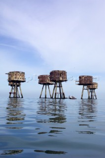 Towers belonging to the Maunsell Army Sea Forts in the Thames Estuary constructed in 1942 as anti aircraft defences during World War II