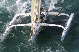 PORT de FECAMP, FRANCE - SEPT 9th 2006: The Open 60 trimarans in the Grand Prix de Fecamp on September 9th 2006. The Grand Prix de Port de Fecamp is part of the Multi Cup 60 Cafe Ambassador. (Photo by Gilles Martin-Raget/Kos Picture Source via Getty Images)