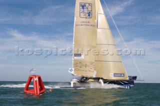 PORT de FECAMP, FRANCE - SEPT 9th 2006: The Open 60 trimarans in the Grand Prix de Fecamp on September 9th 2006. The Grand Prix de Port de Fecamp is part of the Multi Cup 60 Cafe Ambassador. (Photo by Gilles Martin-Raget/Kos Picture Source via Getty Images)