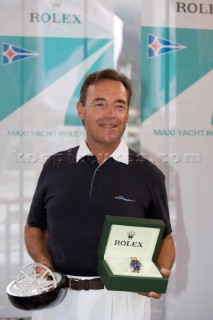 Porto Cervo, 08 09 2006. Maxi Yacht Rolex Cup 2006. Prizegiving, Lindsay Owen Jones, Owner Magic Carpet.