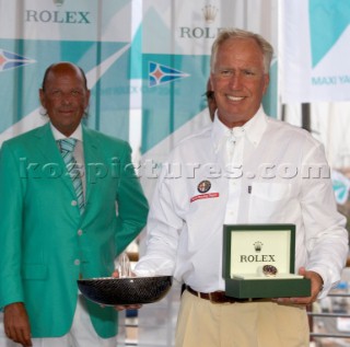 Porto Cervo, 08 09 2006. Maxi Yacht Rolex Cup 2006. Prizegiving, Patrick Heiniger & Neville Crichton Owner Alfa Romeo.