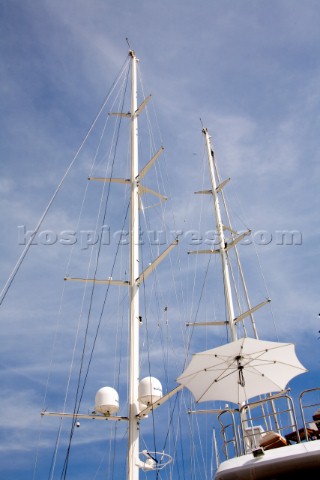 Masts and umbrella