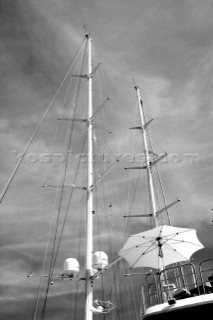 Masts and umbrella