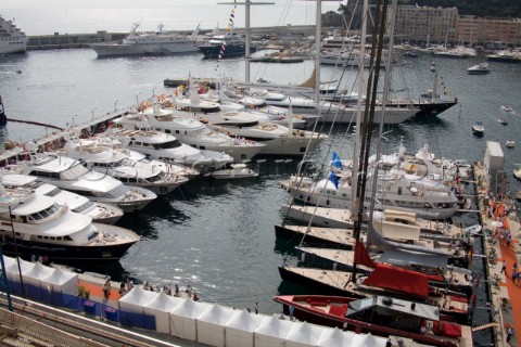 Wally yachts and motor boats moored in Monaco