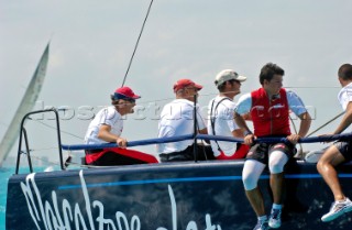 Russell Coutts, left, tactician on the Farr 40 Mascalzone Latino