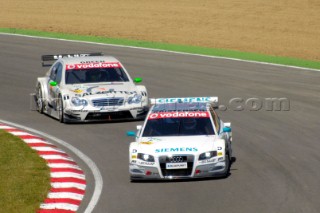 Early pacesetters Tom Kristensen and Jamie Green during the DTM at Brands Hatch on July 2nd 2006