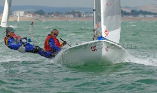 Peter Alarie crews for helm Hasso Plattner during the 505 Worlds at Hayling Island 2006