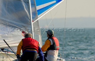 Peter Alarie crews for helm Hasso Plattner during the 505 Worlds at Hayling Island 2006