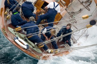 SAINT-TROPEZ, FRANCE - The Voiles de St Tropez on October 3rd 2006. The largest classic and modern yachts from around the world gather in Saint-Tropez annually for a week of racing and festivities to mark the end of the Mediterranean season, before most head across the Atlantic to winter in the Caribbean. .