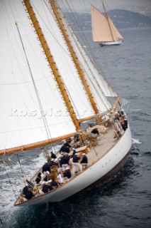 SAINT-TROPEZ, FRANCE - The Voiles de St Tropez on October 3rd 2006. The largest classic and modern yachts from around the world gather in Saint-Tropez annually for a week of racing and festivities to mark the end of the Mediterranean season, before most head across the Atlantic to winter in the Caribbean. .