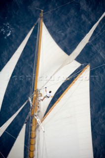 SAINT-TROPEZ, FRANCE - The Voiles de St Tropez on October 3rd 2006. The largest classic and modern yachts from around the world gather in Saint-Tropez annually for a week of racing and festivities to mark the end of the Mediterranean season, before most head across the Atlantic to winter in the Caribbean. .