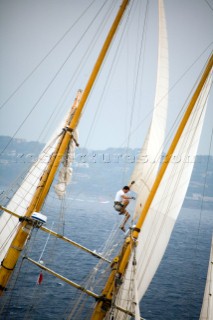 SAINT-TROPEZ, FRANCE - The Voiles de St Tropez on October 3rd 2006. The largest classic and modern yachts from around the world gather in Saint-Tropez annually for a week of racing and festivities to mark the end of the Mediterranean season, before most head across the Atlantic to winter in the Caribbean. .