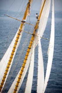 SAINT-TROPEZ, FRANCE - The Voiles de St Tropez on October 3rd 2006. The largest classic and modern yachts from around the world gather in Saint-Tropez annually for a week of racing and festivities to mark the end of the Mediterranean season, before most head across the Atlantic to winter in the Caribbean. .