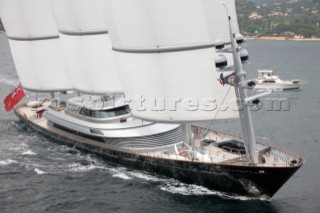 SAINT-TROPEZ, FRANCE - The Voiles de St Tropez on October 3rd 2006. The largest classic and modern yachts from around the world gather in Saint-Tropez annually for a week of racing and festivities to mark the end of the Mediterranean season, before most head across the Atlantic to winter in the Caribbean. The Maltese Falcon