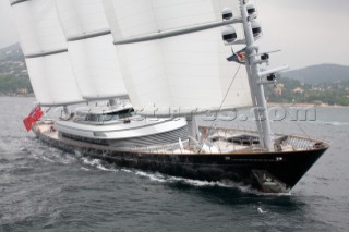 SAINT-TROPEZ, FRANCE - The Voiles de St Tropez on October 3rd 2006. The largest classic and modern yachts from around the world gather in Saint-Tropez annually for a week of racing and festivities to mark the end of the Mediterranean season, before most head across the Atlantic to winter in the Caribbean. The Maltese Falcon