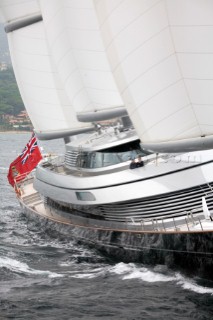 SAINT-TROPEZ, FRANCE - The Voiles de St Tropez on October 3rd 2006. The largest classic and modern yachts from around the world gather in Saint-Tropez annually for a week of racing and festivities to mark the end of the Mediterranean season, before most head across the Atlantic to winter in the Caribbean. The Maltese Falcon