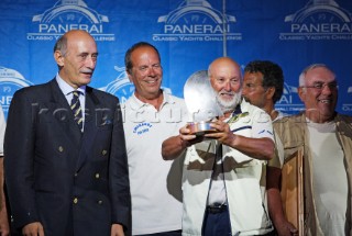 Cannes - France - 01 October 2006. Regates Royales 2006. Vittorio Cavazzana of Emeraud with the Overall Panerai Trophy for the circuit