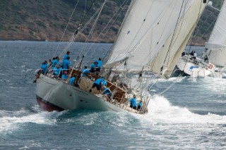 PALMA, MAJORCA - October 12th 2006: The 46 metre sailing superyacht Windrose of Amsterdam from Holland, owned by Chris Condriep and designed by famous naval architect Gerard Dijkstra, during Race 1 of The Superyacht Cup on October 12th 2006. The Nautor Swan yacht Virago won the race. The Superyacht Cup is a gathering the the worlds most luxurious sailing yachts. (Photo by Kos/Kos Picture Source)