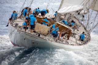 PALMA, MAJORCA - October 12th 2006: The 46 metre sailing superyacht Windrose of Amsterdam from Holland, owned by Chris Condriep and designed by famous naval architect Gerard Dijkstra, during Race 1 of The Superyacht Cup on October 12th 2006. The Nautor Swan yacht Virago won the race. The Superyacht Cup is a gathering the the worlds most luxurious sailing yachts. (Photo by Kos/Kos Picture Source)