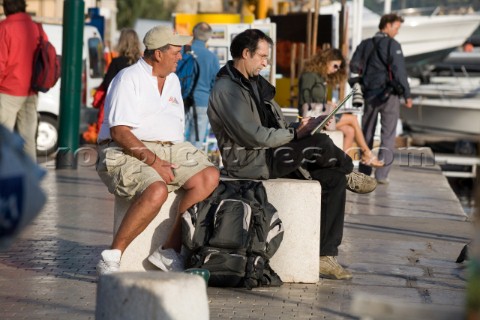 SAINTTROPEZ FRANCE  October 5th The Americas Cup legend Dennis Conner USA sits quietly with a local 